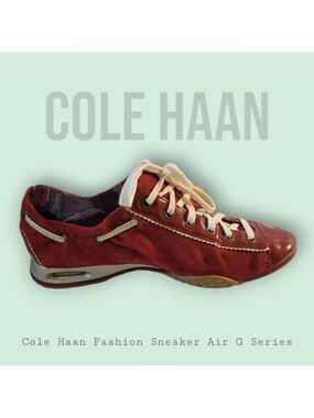 Cole Haan Fashion Sneaker Air G Series Women-6.5 B Suede Leather Patent Red Gold